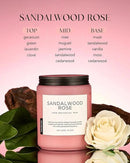 M&SENSE Sandalwood Rose Scented Candle 19.4oz 110 Hours Long Lasting Burn Natural Soy Wax Strong Scented Candle for Home, 2 Wick Home Fragrance Slow Burning Housewarming Gifts for Men Women by CozyNest Decor