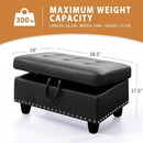 Ottoman Rectangular Storage Ottoman Bench, Faux Leather Footrest, Coffee Table, Stool Footstool with Hinged Lid for Living Room, Bedroom, Entryway, Black, 28.5"x19"x17.5" by CozyNest Decor