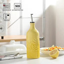 Sweejar Ceramic Olive Oil Dispenser Bottle, 20 Oz Relief Opaque Oil Cruet Protects To Reduce Oxidation, Suitable for Storage Soy Sauce, Coffee Syrup, Liquids, Set of 1 (Gradient Yellow) by CozyNest Decor