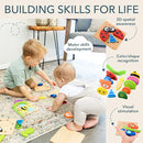 MAGIFIRE Toddler Wooden Puzzle Set - 4-Pack 5.7 x 5.7 Inch Multicolor Wood - Chunky Pieces for Small Hands & Portable Storage Bag - Toddler Puzzles Ages 3-5 by TinyTreasures Baby Boutique