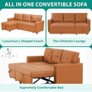 Naomi Home Transform Any Space: Sleeper Sectional Sofa with Convertible Sofa Bed & Inviting Chaise. Find Tranquil Comfort with Stress-Relieving Design & Durable Cushions - Caramel,Air Leather by CozyNest Decor