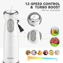 Immersion Blender Handheld 5 in 1 Hand Blender, 1000W Hand Mixer Stick, BPA-Free 12 Speed Handheld Blender with Mixing Beaker, Chopper, Whisk and Milk Frother for Soup, Sauce, Baby Food (White) by TinyTreasures Baby Boutique