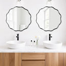 Fabuady Black Round Wavy Edge Mirror - 24'' Circle Wall Mirror with Metal Frame, Decorative Hanging/Leaning Mirror for Bathroom, Bedroom, Living Room, Hallway, Entryway, Office, Home Decor by CozyNest Decor