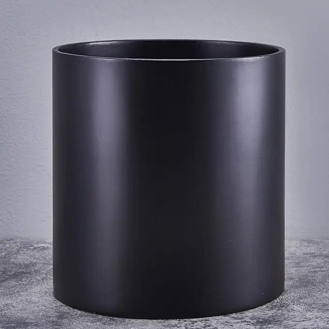 FaithLand Plant Pot 14 inch - Perfectly Fits Mid-Century Modern Plant Stand - Drainage Plug and Drainage Mesh Screen - Matte Black