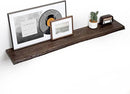 Floating Shelves for Wall, 55"x9.3" Rustic Solid Live-Edge Elm Wood Wall Shelves, Heavy-Duty Floating Shelves with Invisible Brackets, Set of 2 for Living Room, Bedroom, and Kitchen, Walnut Finish by CozyNest Decor