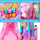gxtvo Girls Rolling Backpack, Cute Butterfly Roller Wheels Kids Bookbag - Wheeled Elementary School Bag - 3PCS Butterfly by TinyTreasures Baby Boutique