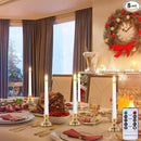 JOSU Taper Battery Operated Candles: 8PCS Flickering Flameless Candles with Timer - 3D Wick Fake Window Candle Outdoor +8 Gold Candlesticks, for Home Decor & Festival Celebration by GreenHaven Gardens