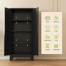 61" Tall Farmhouse Metal Pantry Cabinet, Kitchen Pantry Storage Cabinets with 2 Barn Door and Adjustable Shelves,Metal Pantry Storage Cabinet,for Kitchen,Laundry Room,Home Office,Kids Room (Black) by CozyNest Decor