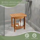 Teak Shower Bench-Solid Teak Wood Shower Chair with Storage Shelf, Stable Non-Slip Bathroom Stool for Elderly & Recovery, Heavy Duty Shower Seat for Inside Shower & Tub Safety 14 inch by TinyTreasures Baby Boutique