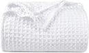 PHF Ultra Soft Waffle Weave Blanket Twin Size 66"x 90"- Washed Lightweight Breathable Cozy Woven Blanket for Bed - Aesthetic Decor for Couch Bedding Sofa Home Car - White by CozyNest Decor