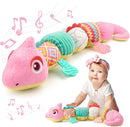 Baby Toys 0-6-12 Months, Musical Stuffed Animal Activity Soft Toys with Multi-Sensory Crinkle,Rattles and Textures,Infant Baby Girl Toys Gifts for Newborn Tummy Time,Dinosaur,Pink by TinyTreasures Baby Boutique