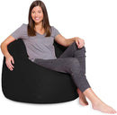 Posh Creations Bean Bag Chair for Kids, Teens, and Adults Includes Removable and Machine Washable Cover, Solid Black, 48in - X-Large by TinyTreasures Baby Boutique