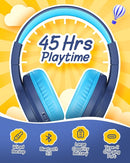 seenda Kids Bluetooth Headphones, Colorful Wireless Over Ear Headset with 85dB/94dB Volume Limited, 45H Playtime, 3 Lighting Modes, Built-in Mic Headphones for Boys Girls iPad Tablet School Dark Blue by TinyTreasures Baby Boutique