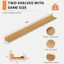 Heimlove Picture Ledge Shelf, Floating Shelves Set of 2, 48 Inches Picture Shelf for Wall with Ledge, Kids Bookshelf Wall Mounted for Living Room Bedroom Decor Books Photo Frames, Natural Oak by CozyNest Decor