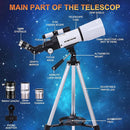 PISEZ 70400 Telescope for Adults & Beginner,70mm Aperture 400mm AZ Mount Astronomical Refracting Telescope for Kids Beginnerswith Carry Bag, Phone Adapter by TinyTreasures Baby Boutique