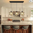 Modern Farmhouse Glam Chandelier Dining Room Glass Star Pendants Light Fixture Kitchen Island LED Ceiling Hanging Lights Included Warm Light Bulbs Black by CozyNest Decor