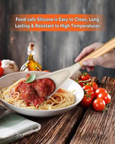 Multifunction Spatula Spoon for Nonstick Cookwares, Great for Cooking and Serving, Sturdy BPA-Free Matte Silicone, Wood Handle Spatula for Mixing, Scoop, and Scrape, Khaki(2 pack,11.4" & 13.4") by CozyNest Decor