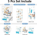 Personalized Crib Set, 5 Pcs Custom Baby Crib Set with Name, Blue Moon Bear Baby Bedding Set for Boys Girls, Double Layer Nursery Bedding Set, Toddlers Infants New Parents Gift by TinyTreasures Baby Boutique