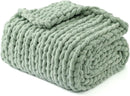 YnM Chunky Throw Blanket, Medium-Weight, Hand Knitted with Chenille Yarn, Skin Friendly, Ventilated and Breathable, Machine Washable, Home Décor Piece for Couch, Sofa and Bed (Sage Green, 40x50 Inch) by CozyNest Decor