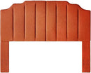 24KF Orange Teddy Fabric Tufted for Queen Upholstered Headboard, Modern Vertical Channel Design Full Headboard with Stepped Silhouette Top Edge,6026-Q-Teddy Orange by CozyNest Decor