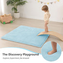 Baby Play Mat for Floor,1.3" Thick Elasti-Foam 50"×50" Playpen Mat for Tummy Time,Water Repellent Soft Coral Velvet for Toddler,Infant,Kids,Non-Slip Backing Safe for Crawling(Light Blue) by TinyTreasures Baby Boutique