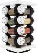 Orii Spice Rack 16 Jar Set White Filled with Spices - Rotating Standing Rack Shelf Holder & Countertop Spice Rack Tower Organizer for Kitchen Spices by CozyNest Decor