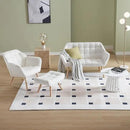 Modern Sherpa Accent Chair with Ottoman, Fluffy Upholstered Lounge Chair with Footrest, Comfy Living Room Side Boucle Armchair for Small Space Bedroom Apartment, White by CozyNest Decor