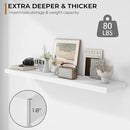 Fun Memories Floating Shelves - 12 Inch Rustic Wooden Wall Shelves - Extra Deeper & Thicker Wall Mounted Storage Shelf for Living Room, Kitchen, Farmhouse - 55" W x 12" D x 1.8" H - White by CozyNest Decor