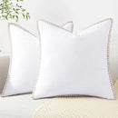decorUhome Chenille Soft Throw Pillow Covers 18x18 Set of 2, Farmhouse Velvet Neutral Decorative Euro Pillow Covers with Stitched Edge for Couch Sofa Bed Home Decor, White by CozyNest Decor