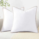 decorUhome Chenille Soft Throw Pillow Covers 22x22 Set of 2, Farmhouse Velvet Neutral Decorative Euro Pillow Covers with Stitched Edge for Couch Sofa Bed Home Decor, White by CozyNest Decor