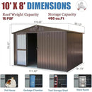 Domi Outdoor Storage Shed 10' x 8’, Metal Garden Shed with Galvanized Steel Frame for Bike, Tools, Lawn Mowers, Pool Toys, Outdoor Storage Cabinet with Lockable Door for Garden Lawn Patio (Dark Brown) by GreenHaven Gardens