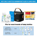Breastmilk Cooler Bag with Ice Pack Fits 6 Baby Bottles Up to 5 Ounce, Baby Bottle Bag with Shoulder Strap for Nursing Mom Daycare-Black by TinyTreasures Baby Boutique