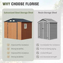 8x6 Ft Storage Shed, Large Outdoor Shed with Floor Base, Window, Lockable Doors, Outside Steel Shed for Garden, Backyard, Lawn, Patio Utility, Tool Storage by GreenHaven Gardens
