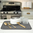 S&T INC. Dish Drying Mat, 16” x 18”, Absorbent Microfiber Kitchen Counter Mat, Dish Drying Pad for Dishes, Utensils, Pots and Pans, Large, Charcoal by CozyNest Decor