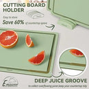 Empune Plastic Cutting Board Set, Recycled Plastic Cutting Boards for Kitchen (Set of 3), Dishwasher Safe Large Chopping Board with Holder, Non-slip Feet and Juice Grooves, Nonporous, Green by CozyNest Decor