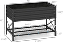 Outsunny Raised Garden Bed with Galvanized Steel Frame, Storage Shelf and Bed Liner, Elevated Planter Box with Legs for Vegetables, Flowers, Herbs, Dark Gray by GreenHaven Gardens