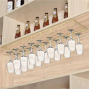 Xverycan Wine Glass Rack Under Cabinet, 8 Row Extreme Large Stemware Hanger, Metal Wine Goblet Holder, DIY Bar Glass Storage Rack for Bar Counter, Kitchen, Screws Included (Gold) by CozyNest Decor