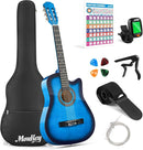 Moukey 38" Acoustic Guitar for Beginners Kids Youth Adult Cutaway Guitarra Acustica Kit with Chord Poster, Gig Bag, Tuner, Picks, Nylon Strings, Capo, Strap - Blue by TinyTreasures Baby Boutique