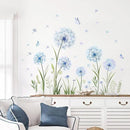 Dandelion Flower Butterfly Wall Decals Blue Dandelion Plants Floral Wall Stickers Peel and Stick Vinyl Wall Art Decor for Living Room Bedroom Office TV Sofa Backdrop Home Decor Gifts for Mom by CozyNest Decor