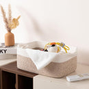 OIAHOMY 3 Pack Storage Baskets for Organizing, Woven Cotton Rope Basket for Shelves, Closet Organizer Bins with Handles, Rectangle Toy Organization, 13.78''×9.84''×5.5'', Brown & White by TinyTreasures Baby Boutique