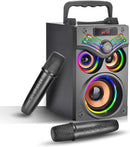 Karaoke Machine,Portable Bluetooth Karaoke Speaker with 2 Wireless Microphone for Adults Kids,with 20W(Peak) Speaker,Handle &RGB Lights,Supports TF Card/USB/Aux in/TWS,for Home,Party by TinyTreasures Baby Boutique