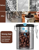 Coffee Canister Airtight Storage Container 1.8L Stainless Steel Air Tight Coffee Jar with Scoop, Date Tracker CO2 Release Valve for Dry Food, Beans, Ground, Tea, Flour, Cereal and Sugar (Silver) by CozyNest Decor