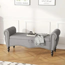 Furniliving 51.75" Storage Ottoman Bench for Living Room, Modern Bedroom Bench with Rolled Arm Upholstered End of Bed Bench Shoe Storage Bench Indoor Bench with Wood Legs Entryway Bench,Grey, Linen by CozyNest Decor