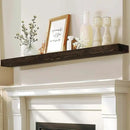 72x8x3 Fireplace Mantel - Solid Rustic Wood - Wall Mounted Floating Shelf with Invisible Heavy Duty Steel Bracket (Weathered Black) by CozyNest Decor