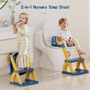 Potty Training Seat, Toddler Toilet Seat for Kids Boys Girls, 2 in 1 Potty Training Toilet for Kids, Splash Guard Anti-Slip Pad Step Stool, Adjust High Potty Chair for Toddler Kid Boys Girls by TinyTreasures Baby Boutique