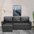 Naomi Home Modern Sectional Sofa with Storage Chaise Black/Air Leather by CozyNest Decor