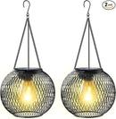 Solar Lantern Outdoor, Upgraded Hanging Lights Outdoor Garden Metal Lanterns Decorative Lighting Powered Waterproof Tree for Yard Patio Pathway, 2 Pack, Black by GreenHaven Gardens