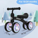 Baby Balance Bike Toys for 12-36 Months Kids Toy Boy and Girls Gifts Toddler Best First Birthday Gift Children Walker No Pedal Infant 4 Wheels Bicycle (Colorful, Black-Light) by TinyTreasures Baby Boutique
