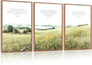 KAIRNE Scripture Christian Canvas Wall Art,Bible Verse Prints Set of 3(16”X24”),Modern Scripture Floral Wall Decor,Framed Green Countryside Field Paintings for Living Room Bedroom Ding Room Decor by CozyNest Decor