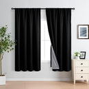 XWZO 100% Blackout Window Curtains - Rod Pocket Thermal Insulated & Completely Room Darkening Black Liner Window Treatment with Tiebacks for Bedroom/Living Room, Black, W60 x L63, Set of 2 Panels by TinyTreasures Baby Boutique